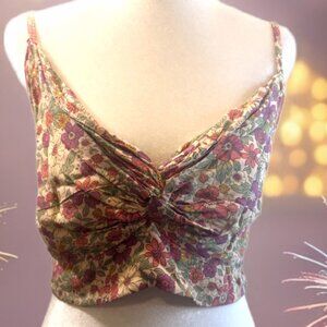 Twisted floral halter top smocked back NWT size large